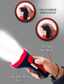 İtalyano Şarjlı 10w Projektör Led El Feneri 2 Mod Aydınlatmalı Uzun Menzil Güvenlik Bekçi Polis Feneri Işıldak Kambur Fener - 5