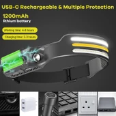 Powerdex PD-1172 COB LED Sensörlü 5 Modlu USB Şarj Edilebilir Dahili Pilli Kafa Feneri - 6
