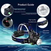 PeakStar PS-XQ-19 T6 Orjinal 800 Lümen Profesyonel T6 Şarjlı Zoomlu Kafa Feneri - 3
