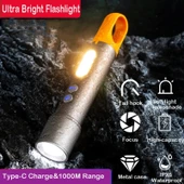 Powerdex PD-3900 Ultra Parlak COB Led 9 Modlu Askılı Şarjlı El Feneri thumbnail 5