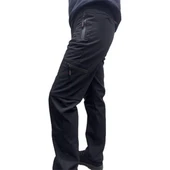 Kışlık Polarlı Softshell Su Geçirmez Cepli Siyah Pantolon - 1