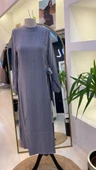 İNVEE MODAL ELBİSE KEMERLİ GRİ 6958 - 1