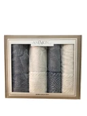 Anemon %100 Pamuklu Gri Krem 4 Parça Banyo Havlu Seti Çeyizlik Kutulu thumbnail 1