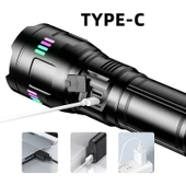 F.B.I Pro F-3002 Alüminyum TG LED Gece Şeritli Type-C Şarjlı El Feneri thumbnail 3