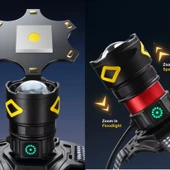 F.B.I Pro F-3003 Alüminyum PM10-TG LED Type-C Powerbank ve Solar Şarjlı Kamp Kafa Feneri - 2