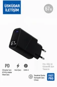 ÜSKÜDAR İLETİŞİM 67W  LED Ekranlı Hızlı Şarj Adaptörü PD USB A Seyahat Boyutu thumbnail 1
