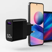 ÜSKÜDAR İLETİŞİM 67W  LED Ekranlı Hızlı Şarj Adaptörü PD USB A Seyahat Boyutu thumbnail 4