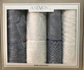 Anemon %100 Pamuklu Gri Krem 4 Parça Banyo Havlu Seti Çeyizlik Kutulu thumbnail 3