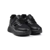 Kadın Siyah Simli Sneaker Hafif Ortopedik Günlük Spor Ayakkabı thumbnail 6