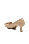 Ayakmod Bej Kırışık İnce Kısa Topuklu Kadın Abiye Ayakkabı 357189 Z thumbnail 4