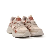 Kadın Bej Kahve Fileli Sneaker Günlük Ortopedik Spor Ayakkabı thumbnail 1