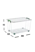 Tekerlekli Saklama Kutusu 120 Litre Şeffaf 3 Adet Saklama Kabı Mutfak/banyo Çok Amaçlı Saklama thumbnail 2
