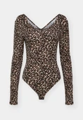 Only 15361325 Genis Yaka Leopar Desenli Kadin Body - Leopar - 5