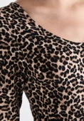 Only 15361325 Genis Yaka Leopar Desenli Kadin Body - Leopar - 6