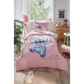 ÖZDİLEK STİTCH ALOHA TEK KİŞİLİK LİSANSLI NEVRESİM TAKIMI PEMBE thumbnail 1