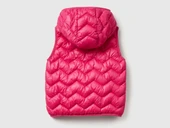 Kız Bebek Fuşya Simli Logo İşlemeli Kapüşonlu Yelek - 2