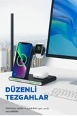 Kablosuz Hızlı Şarj Standı  3ü 1 Arada Katlanabilir Tasarım Telefon Saat Kulaklık İçin - 5
