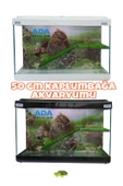 Ada Akvaryum Su Kaplumbağası Akvaryumu Bahçeli Rampalı Dinlenme  50x30x25 Cm  Arka Plan Hediyeli - 5