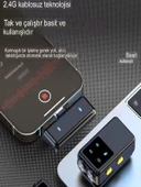 Universal 600mAh Kablosuz Çiftli Yaka Mikrofonu Type-C & Lightning Alıcılı iPhone Android Uyumlu - 5