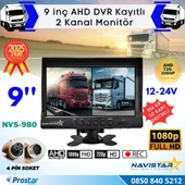 Kayıtlı 9 inç ikiye Bölen 2 Kanal Split AHD 1080P/720P destekli 4 Pin 256 GB SD Destekli Monitör - 1