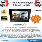 Kayıtlı 7 inç ikiye Bölen 2 Kanal Split AHD 1080P/720P destekli 4 Pin 256 GB SD Destekli Monitör thumbnail 2