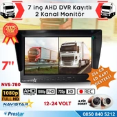 Kayıtlı 7 inç ikiye Bölen 2 Kanal Split AHD 1080P/720P destekli 4 Pin 256 GB SD Destekli Monitör thumbnail 1