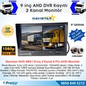 Kayıtlı 9 inç ikiye Bölen 2 Kanal Split AHD 1080P/720P destekli 4 Pin 256 GB SD Destekli Monitör - 2