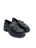 Venüs 2554603K Kadın Hakiki Deri Püsküllü Kalın Taban Loafer Ayakkabı - 4