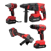 Rodex 20V Akülü 4’lü Şarjlı Matkap Seti Darbeli Matkap, Vidalama, Somun Sıkma ve Taşlama Makinesi thumbnail 1