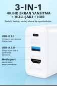 65W PD Hızlı Şarj Adaptörü USB-C 60W + USB-A 5W 4K 60Hz Ekran Yansıtma Destekli - 3
