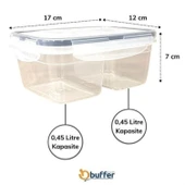 BUFFER® 2 Bölmeli 0,45+0,45 Litre Kilitli Kapaklı Erzak Saklama Kabı LC-524 - 3