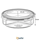 BUFFER® 3 Bölmeli Sızdırmaz Contalı Kilitli Kapaklı 1,35 Litre yuvarlak Erzak Saklama Kabı LC-500 - 3