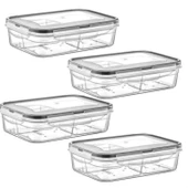 BUFFER® 4 Bölmeli Sızdırmaz Contalı Kilitli Kapaklı 1 Litre Erzak Saklama Kabı -LC520 - 8
