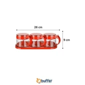 BUFFER®  Kırmızı 3lü Standlı Kapaklı Kaşıklı Cam Hava Sızdırmaz Baharatlık Takımı  KC-386 - 8