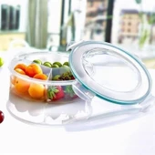 BUFFER® 3 Bölmeli Sızdırmaz Contalı Kilitli Kapaklı 1,35 Litre yuvarlak Erzak Saklama Kabı LC-500 - 2