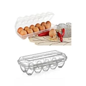 BUFFER® 12li Şeffaf Kapaklı Kilitli Yumurta Saklama Kabı Kutusu Aparatı - 8