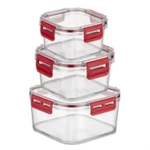 BUFFER® 3'lü Pratik Silikon Contalı Sızdırmaz Kapaklı Sağlam İstiflenebilir Saklama Kapları - 2