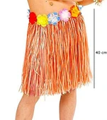 Yetişkin ve Çocuk Uyumlu Turuncu Renk Püsküllü Hawaii Luau Hula Etek 40 cm - 1