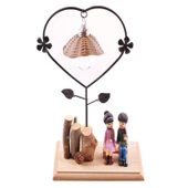 BUFFER® Bankta Oturan Romantik Çift Temalı Büyük Boy Masa Lambası Biblo - 1