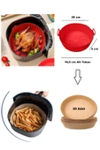 2'li Set 50 Adet AirFryer Yağsız Pişirme Kağıdı Silikon Yanmaz Yapışmaz Koku Yapmaz Yıkanabilir - 1