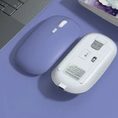 Apple İpad Şarj Edilebilir Sessiz Mouse Bluetooth + 2.4Hz Wifi Kablosuz Mouse Fare  Lavanta - 2