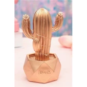 BUFFER® Led Işıklı Sevimli Kaktüs Dekoratif Masa Lambası Mini Biblo Gece Lambası-GOLD - 7