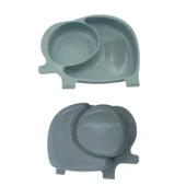 BUFFER® Bebek ve Çocuk için Sevimli Fil Model Desenli Yemek Bebek Mama Kabı Bölmeli Tabak - 5