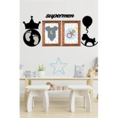 BUFFER® DECO103 Supermen Dekoratif Duvar Süsü Tablo Aksesuar Ahşap Tasarım Hediye Pano Sticker Seti - 2