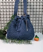 El Yapımı Kağıt İp Büzgülü Çanta - 2