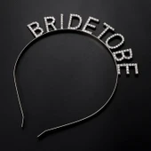 Gümüş Kaplama Kristal Taşlı Bride To Be Gelin Tacı 16x17 cm - 2