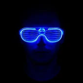 Mavi Led Işıklı Parti Gözlüğü - Neon Glow Şerit Gözlük 3 Modlu - 2
