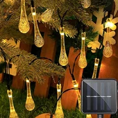 Damla Şeklinde 50 Led Güneş Enerjili Bahçe Balkon Aydınlatma 7 Metre ışık - 2
