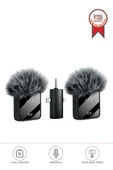 Torima F11-2 Type-C + Lightning + Aux 2li 3in1 Kablosuz Yaka Mikrofonu thumbnail 1