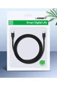 UGREEN USB-C 60W 3A QC PD HIZLI ŞARJ KABLOSU, 2 M  SİYAH - 10306 - 4